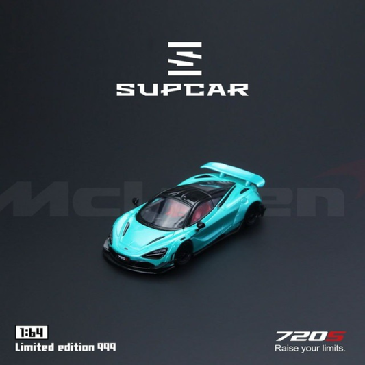 Premium scale diecast model car  – SupCar McLaren 720S alloy car model, 1:64 scale (Cyan Blue) Collectible
