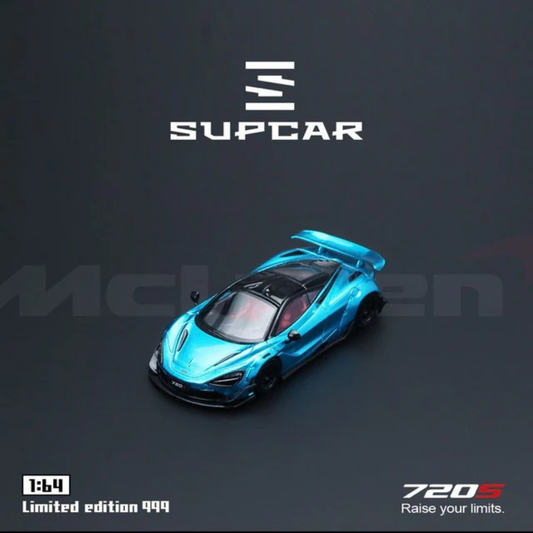 Premium scale diecast model car  – SupCar McLaren 720S alloy car model, 1:64 Scale (Bright Blue) Collectible