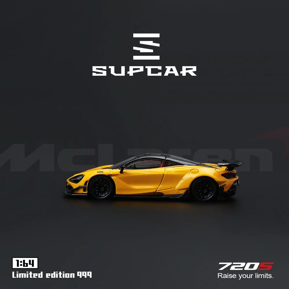 Premium scale diecast model car  – SupCar McLaren 720S alloy car model, 1:64 Scale (Yellow) Collectible