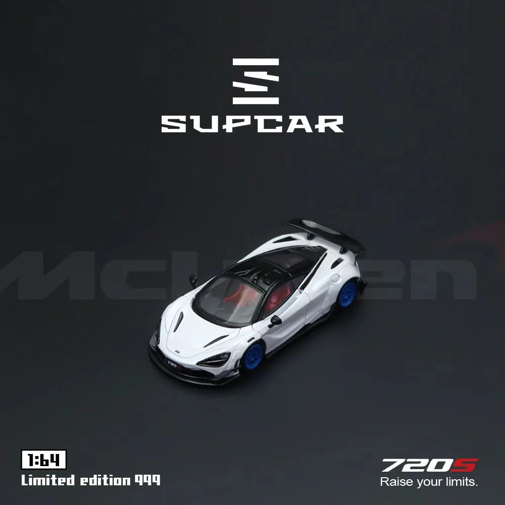 Premium scale diecast model car  – SupCar McLaren 720S alloy car model, 1:64 Scale (White) Collectible