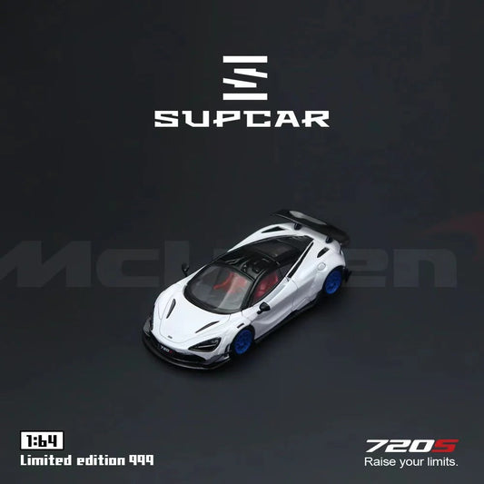 Premium scale diecast model car  – SupCar McLaren 720S alloy car model, 1:64 Scale (White) Collectible