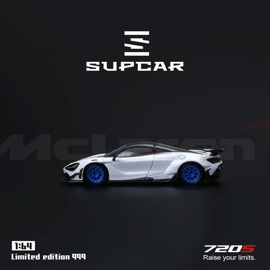 Premium scale diecast model car  – SupCar McLaren 720S alloy car model, 1:64 Scale (White) Collectible
