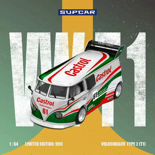 Volkswagen T1-Castrol No. 61(Limited Edition: 999), 1:64 Scale collectible diecast model at Poketwheels