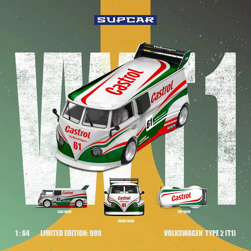 PRE-ORDER Time Micro Volkswagen T1 Castrol No. 61 Limited Edition (999 Pieces), 1:64 Scale
