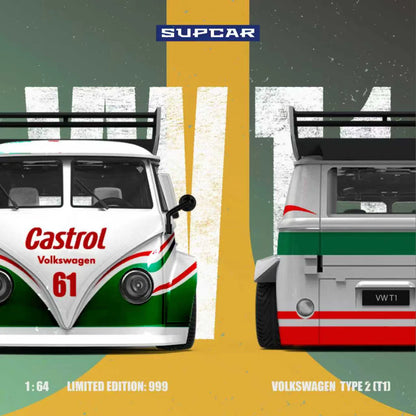 PRE-ORDER Time Micro Volkswagen T1 Castrol No. 61 Limited Edition (999 Pieces), 1:64 Scale