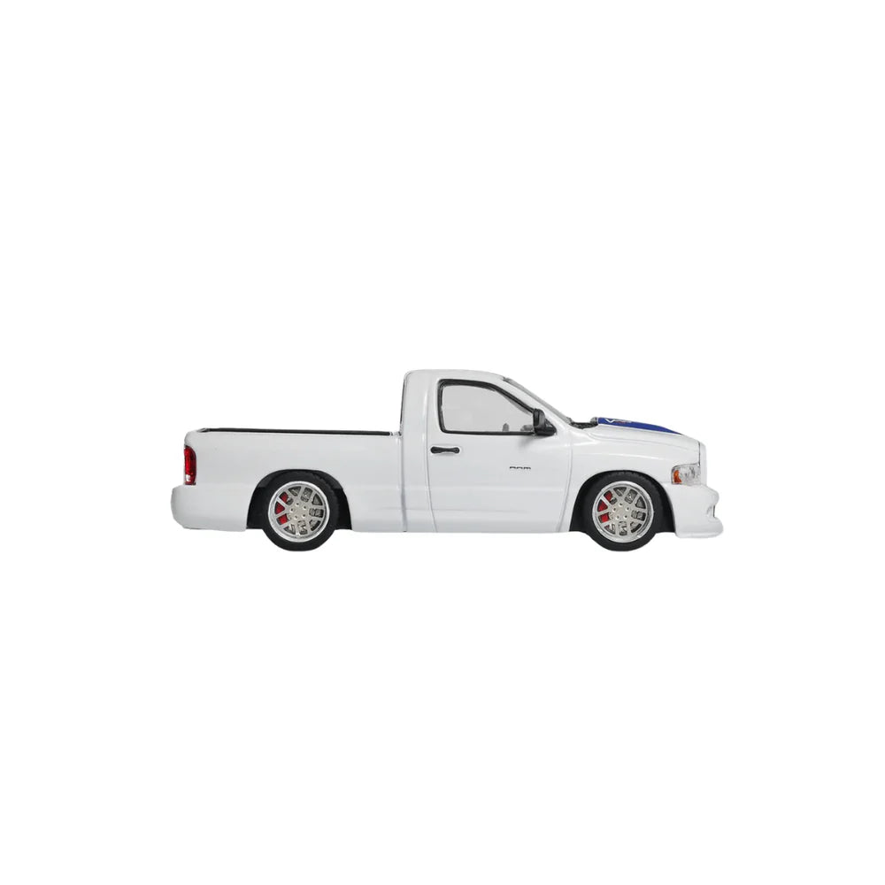 PRE-ORDER SHOOM64 Dodge Ram SRT-10 2003 White with Blue Stripes 1:64 Scale Diecast Model