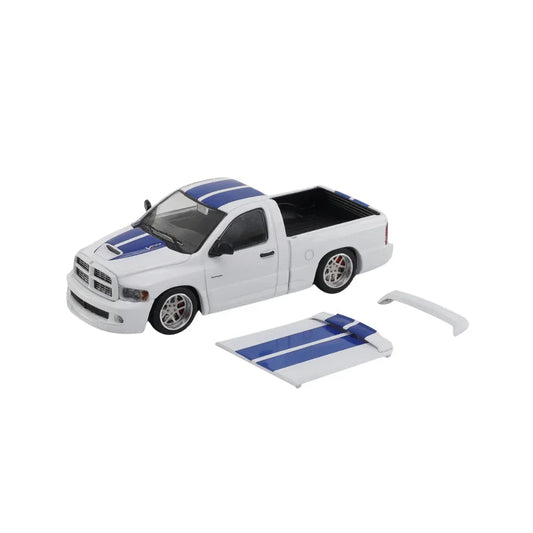 Dodge Ram SRT-10 (2003), 1:64 Scale (White with Blue Stripes) collectible diecast model at Poketwheels