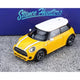 Mini Cooper Yellow with White Roof Top, 1:64 Scale collectible diecast model at Poketwheels