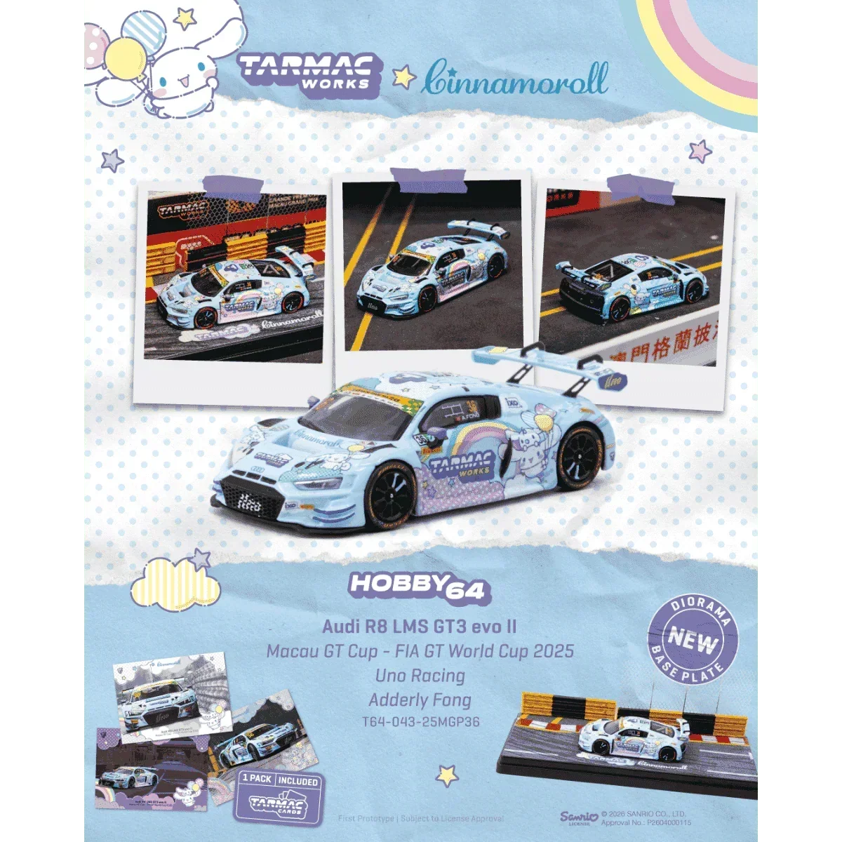 *PRE-ORDER* Audi R8 LMS GT3 EVO II Macau GT Cup FIA GT World Cup 2025 Uno Racing Adderly Fong, 1:64 Scale collectible diecast model at Poketwheels
