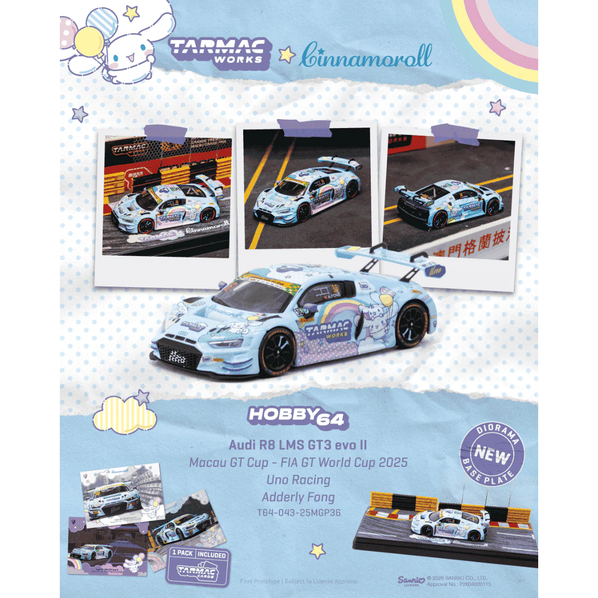 PRE-ORDER | Audi R8 LMS GT3 EVO II Macau GT Cup FIA GT World Cup 2025 Uno Racing Adderly Fong 1:64 Scale by Tarmac Works
