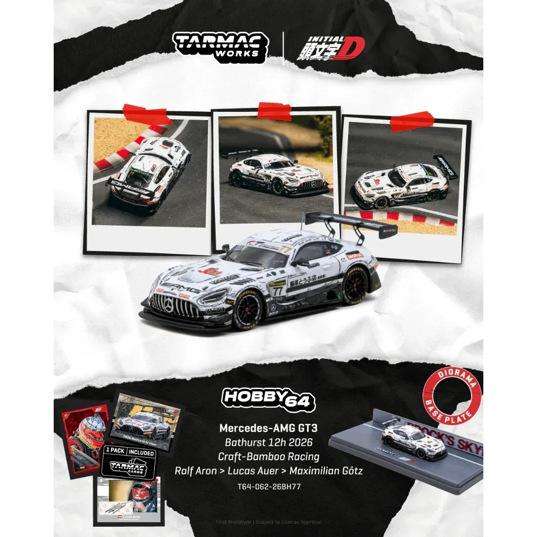 *PRE-ORDER* Mercedes-AMG GT3 Bathurst 12h Craft-Bamboo Racing with Diorama Display Base 2026, 1:64 Scale collectible diecast model at Poketwheels