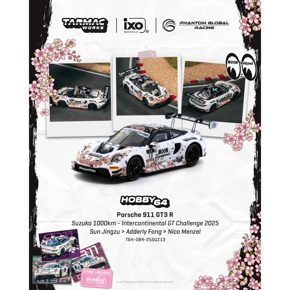 PRE-ORDER | Porsche 911 GT3 R Suzuka 1000km Intercontinental GT Challenge 2025 Phantom Global Racing Sun Jingzu / Adderly Fong / Nico Menzel 1:64 Scale by Tarmac Works