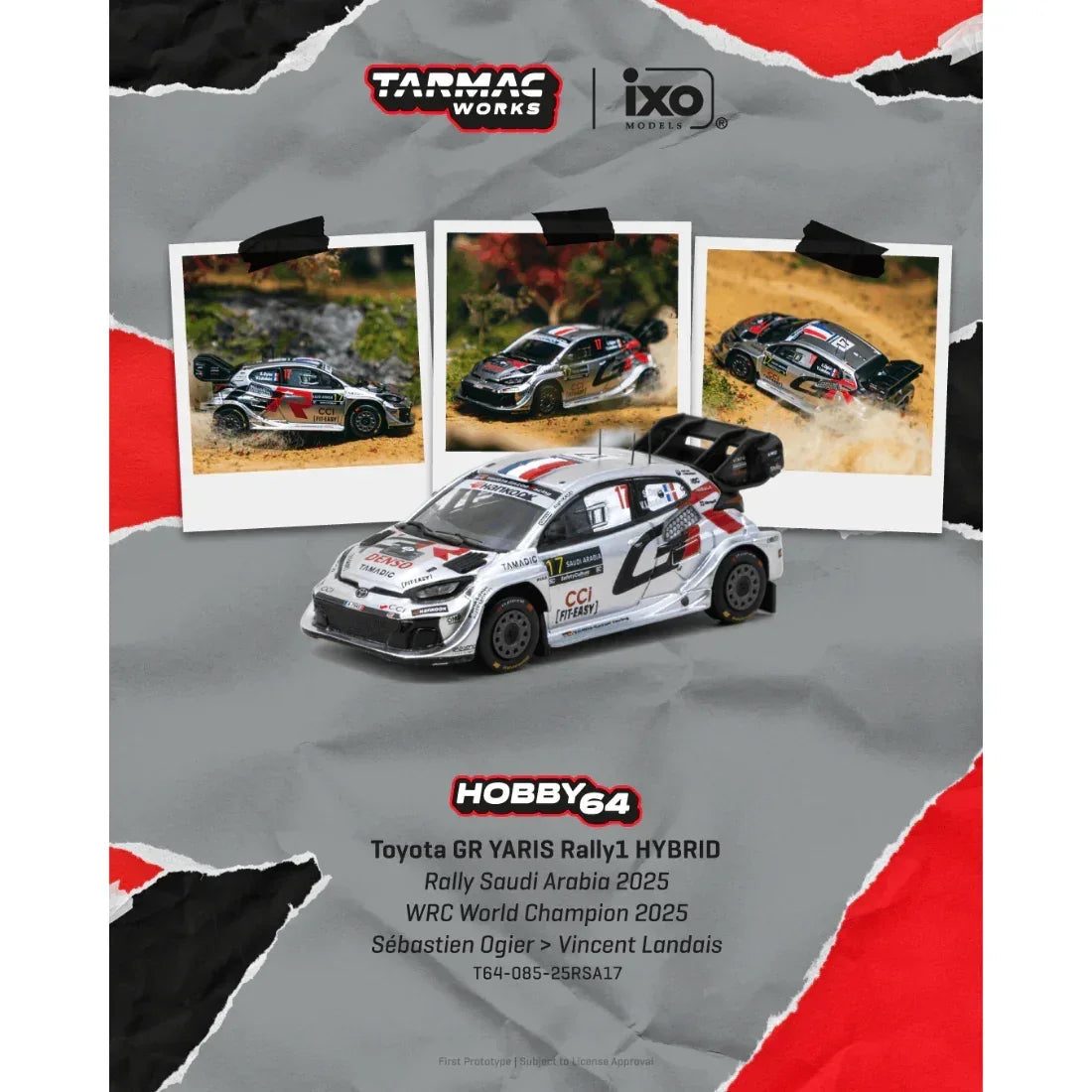 *PRE-ORDER* Toyota GR YARIS Rally1 HYBRID Rally Saudi Arabia WRC World Champion Sébastien Ogier / Vincent Landais 2025, 1:64 Scale collectible diecast model at Poketwheels