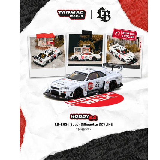 *PRE-ORDER* LB-ER34 Super Silhouette SKYLINE, 1:64 Scale (White) collectible diecast model at Poketwheels