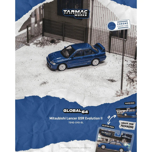 *PRE-ORDER* Mitsubishi Lancer GSR Evolution II Chance of Chase Car, 1:64 Scale (Blue) collectible diecast model at Poketwheels