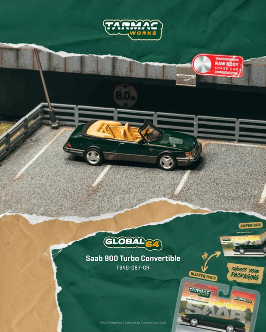 *PRE-ORDER* Saab 900 Turbo Convertible Chance of Chase Car, 1:64 Scale (Green) collectible diecast model at Poketwheels