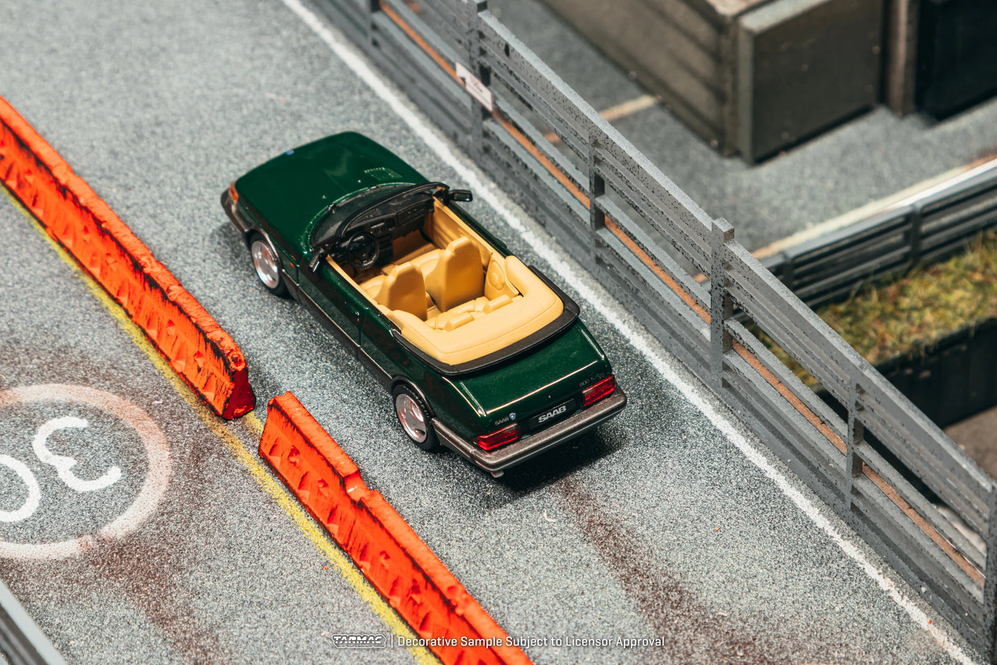PRE-ORDER Tarmac Works Saab 900 Turbo Convertible Chance of Chase Car, 1:64 Scale (Green)