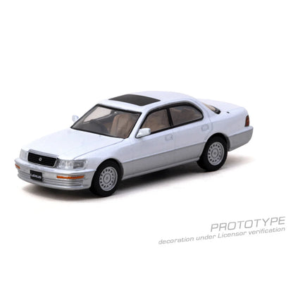 PRE-ORDER Tarmac Works Lexus LS400 (UCF10) Chance of Chase Car, 1:64 Scale (Pearl White)