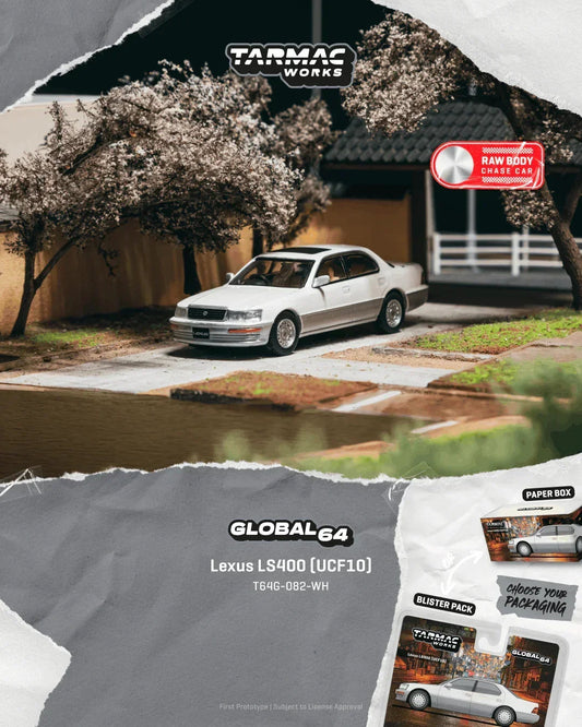 *PRE-ORDER* Lexus LS400 (UCF10) Chance of Chase Car (Blister Pack), 1:64 Scale (Pearl White) collectible diecast model at Poketwheels