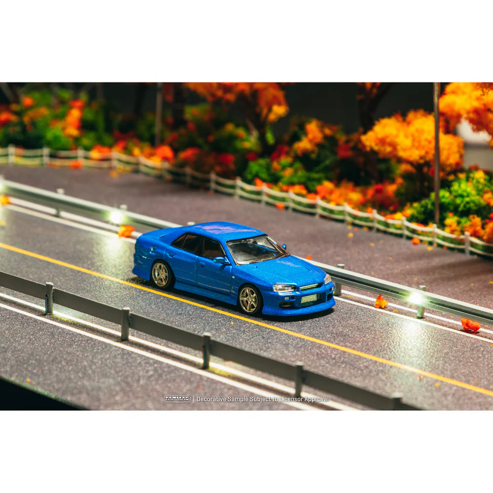 PRE-ORDER | URAS Skyline ER34 (Chance of Chase Car) 1:64 Scale (Blue) by Tarmac Works