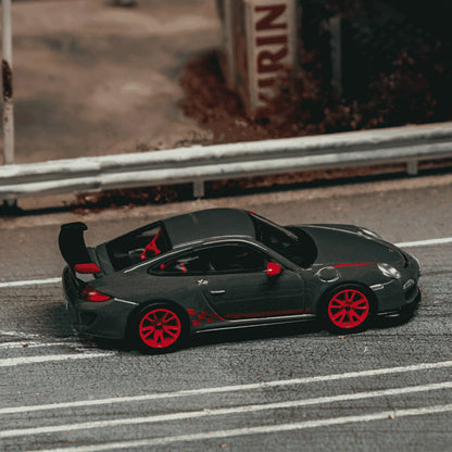 PRE-ORDER Tarmac Works x iXO Models Porsche 911 GT3 RS (997.2) Chance of Chase Car, 1:64 Scale (Grey)