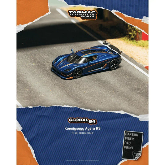 *PRE-ORDER* Koenigsegg Agera RS Dark Blue Carbon Fiber / Orange Accents, 1:64 Scale collectible diecast model at Poketwheels