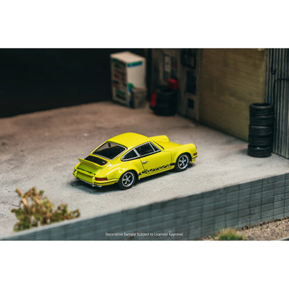 PRE-ORDER Tarmac Works Porsche 911 Carrera RS 2.7 Lightweight Chance of Chase Car, 1:64 Scale (Yellow)