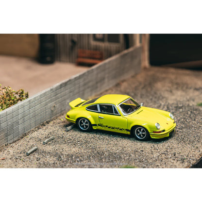 PRE-ORDER Tarmac Works Porsche 911 Carrera RS 2.7 Lightweight Chance of Chase Car, 1:64 Scale (Yellow)