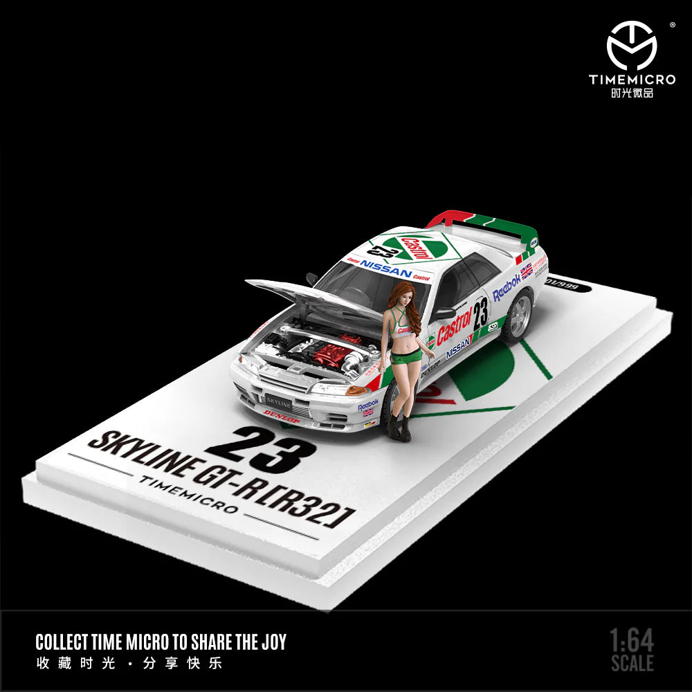 PRE-ORDER Time Micro TM Nissan GTR R32 Red & Green No.23 Castrol Figure Edition 1:64 Scale Diecast Model