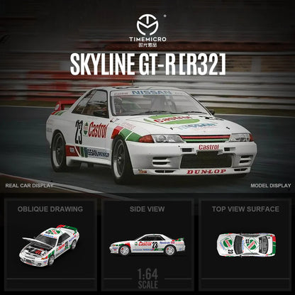 PRE-ORDER Time Micro TM Nissan GTR R32 Red & Green No.23 Castrol Figure Edition 1:64 Scale Diecast Model