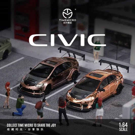 Honda Civic explosive modification, 1:64 Scale (Rose Gold) collectible diecast model at Poketwheels