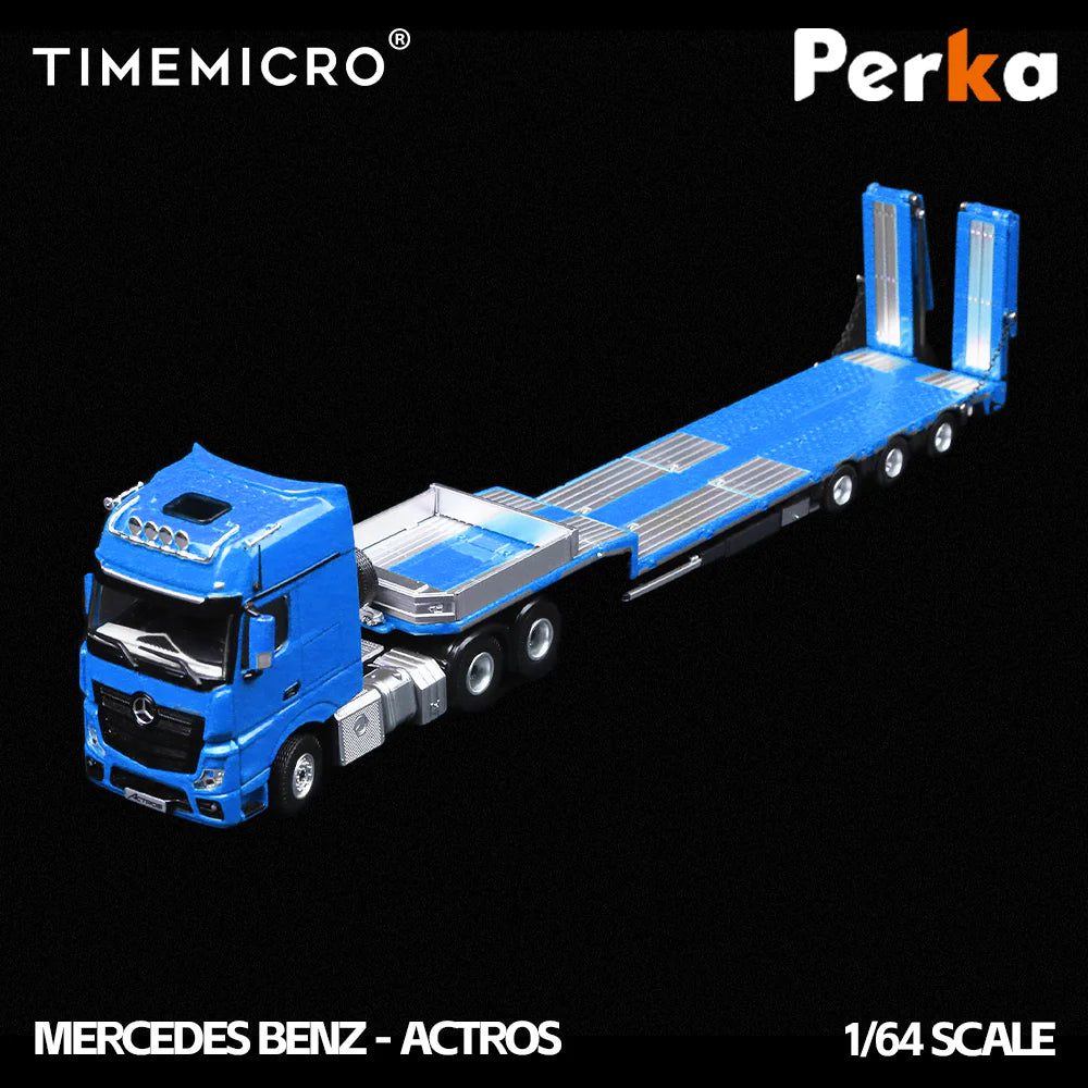PRE-ORDER | Mercedes Trailer Transporter 1:64 Scale (Blue) by Time Micro