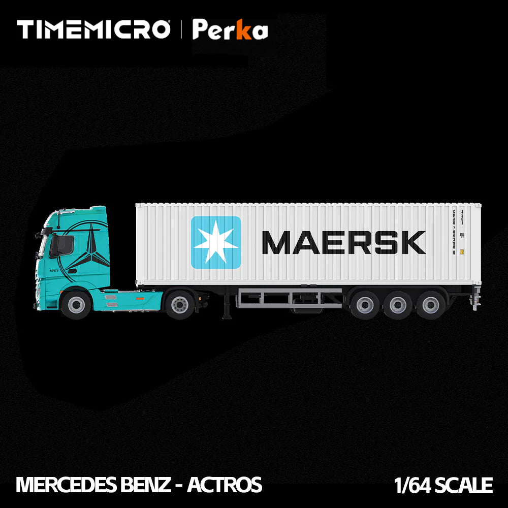 PRE-ORDER Time Micro TM Mercedes-Benz Actros Container Truck Blue & White 1:64 Scale Diecast Model