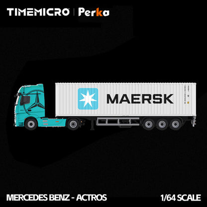 PRE-ORDER | Mercedes-Benz Actros Container Truck 1:64 Scale (Blue & White) by Time Micro