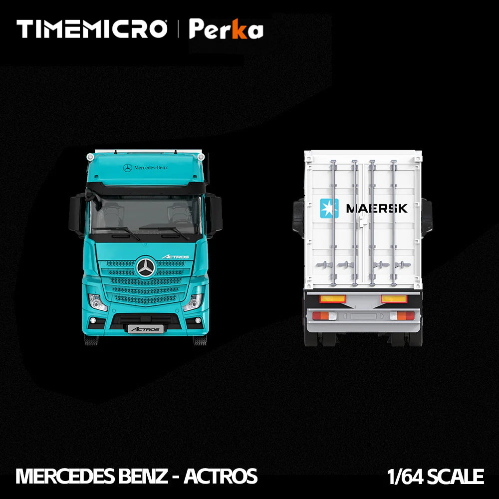 PRE-ORDER | Mercedes-Benz Actros Container Truck 1:64 Scale (Blue & White) by Time Micro