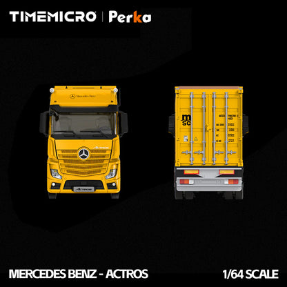 PRE-ORDER Time Micro Mercedes-Benz Actros Container Truck Bright Yellow 1:64 Scale Diecast Model
