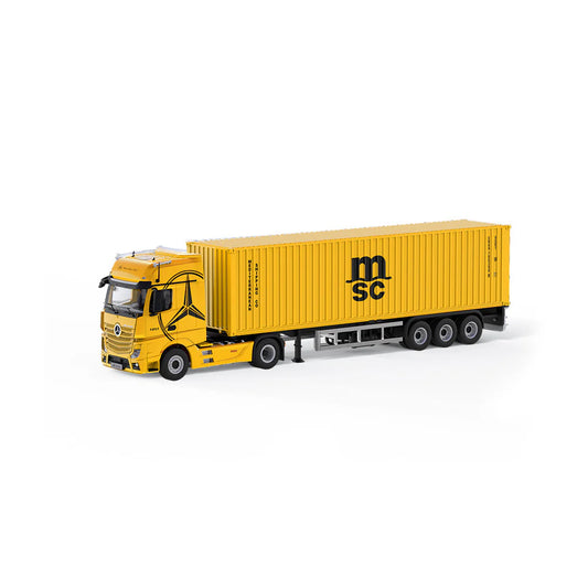 PRE-ORDER | Mercedes-Benz Actros Container Truck 1:64 Scale (Bright Yellow) by Time Micro