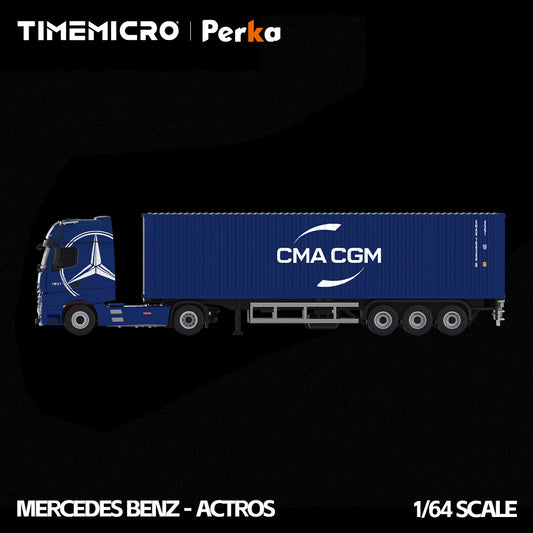 PRE-ORDER Time Micro TM Mercedes-Benz Actros Container Truck Deep Sea Blue 1:64 Scale Diecast Model