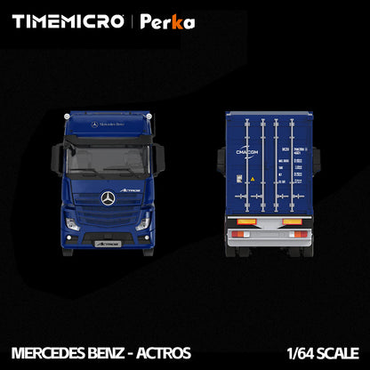 PRE-ORDER | Mercedes-Benz Actros Container Truck 1:64 Scale (Deep Sea Blue) by Time Micro