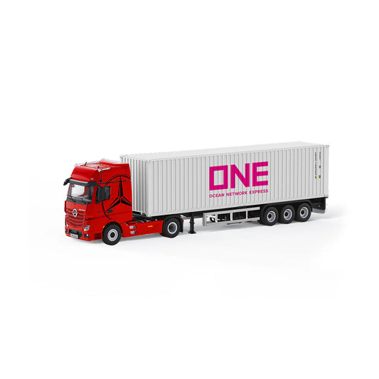 PRE-ORDER | Mercedes-Benz Actros Container Truck 1:64 Scale (Red Flame White) by Time Micro