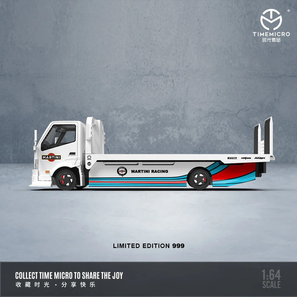 Premium scale diecast model car  – H300 Flatbed Transport Trailer - Martini Livery, 1:64 Scale Collectible