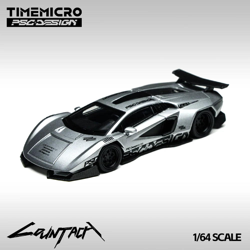 PRE-ORDER | Lamborghini Countach V Matte Silver Grey Exhibition Edition (Limited to 999) 1:64 Scale by Time Micro