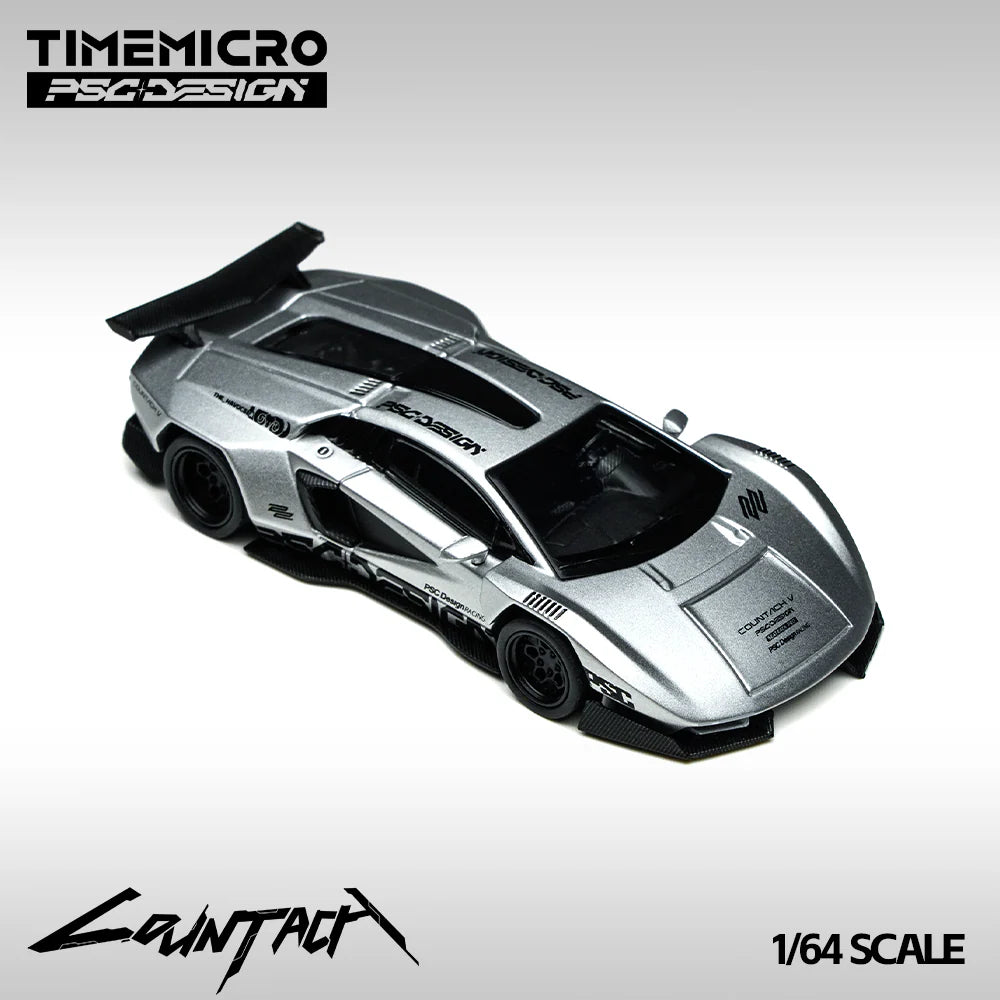 PRE-ORDER | Lamborghini Countach V Matte Silver Grey Exhibition Edition (Limited to 999) 1:64 Scale by Time Micro