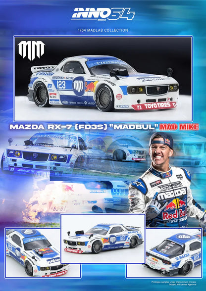 INNO64 Mazda RX7 FD3S Pandem Rocket Bunny Madbul Madlab Collection 001 1:64 Scale Diecast Model (Pre-Order)