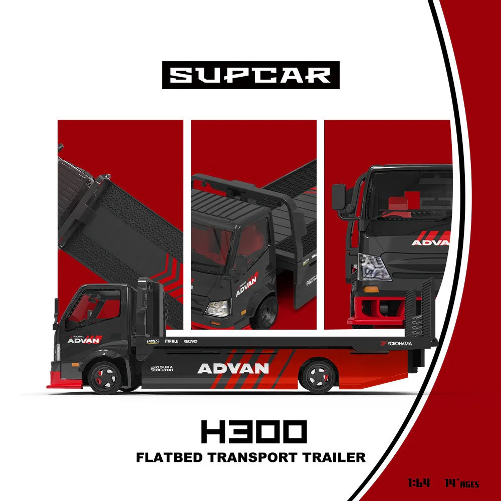 PRE-ORDER | Advan H300 Flatbed Transport Trailer 1:64 Scale (Red) by Time Micro