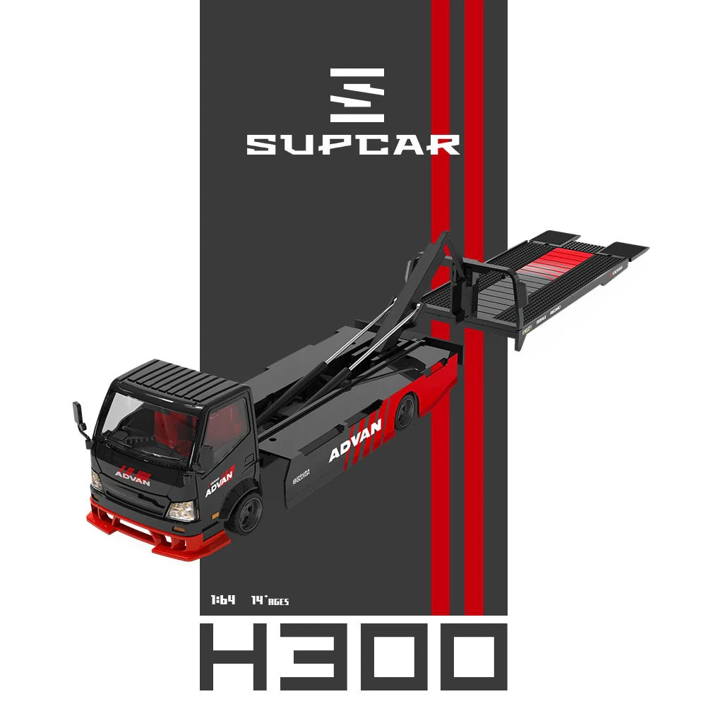 PRE-ORDER | Advan H300 Flatbed Transport Trailer 1:64 Scale (Red) by Time Micro