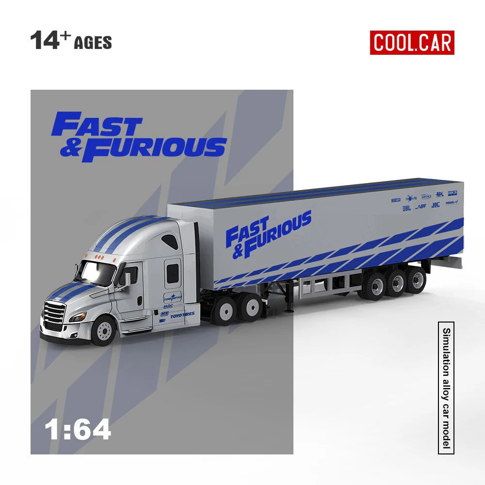 PRE-ORDER | Cool Car Feron "Fast and Furious" Special Transportation Vehicle 1:64 Scale (Silver & Blue) by Time Micro