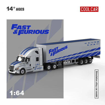 PRE-ORDER | Cool Car Feron "Fast and Furious" Special Transportation Vehicle 1:64 Scale (Silver & Blue) by Time Micro