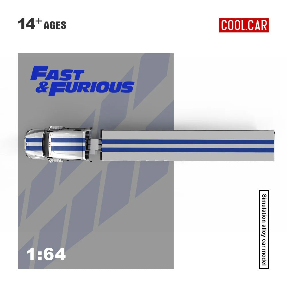 PRE-ORDER | Cool Car Feron "Fast and Furious" Special Transportation Vehicle 1:64 Scale (Silver & Blue) by Time Micro