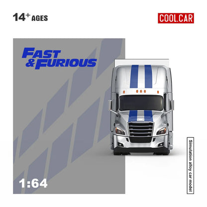 PRE-ORDER | Cool Car Feron "Fast and Furious" Special Transportation Vehicle 1:64 Scale (Silver & Blue) by Time Micro